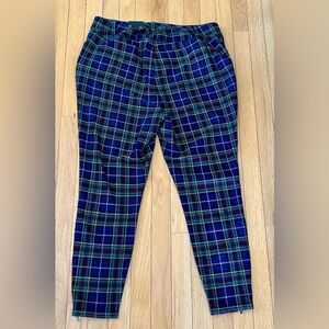 Torrid Plaid Skinny Studio Luxe Ponte Mid-Rise Women 16 Navy Plaid Pants